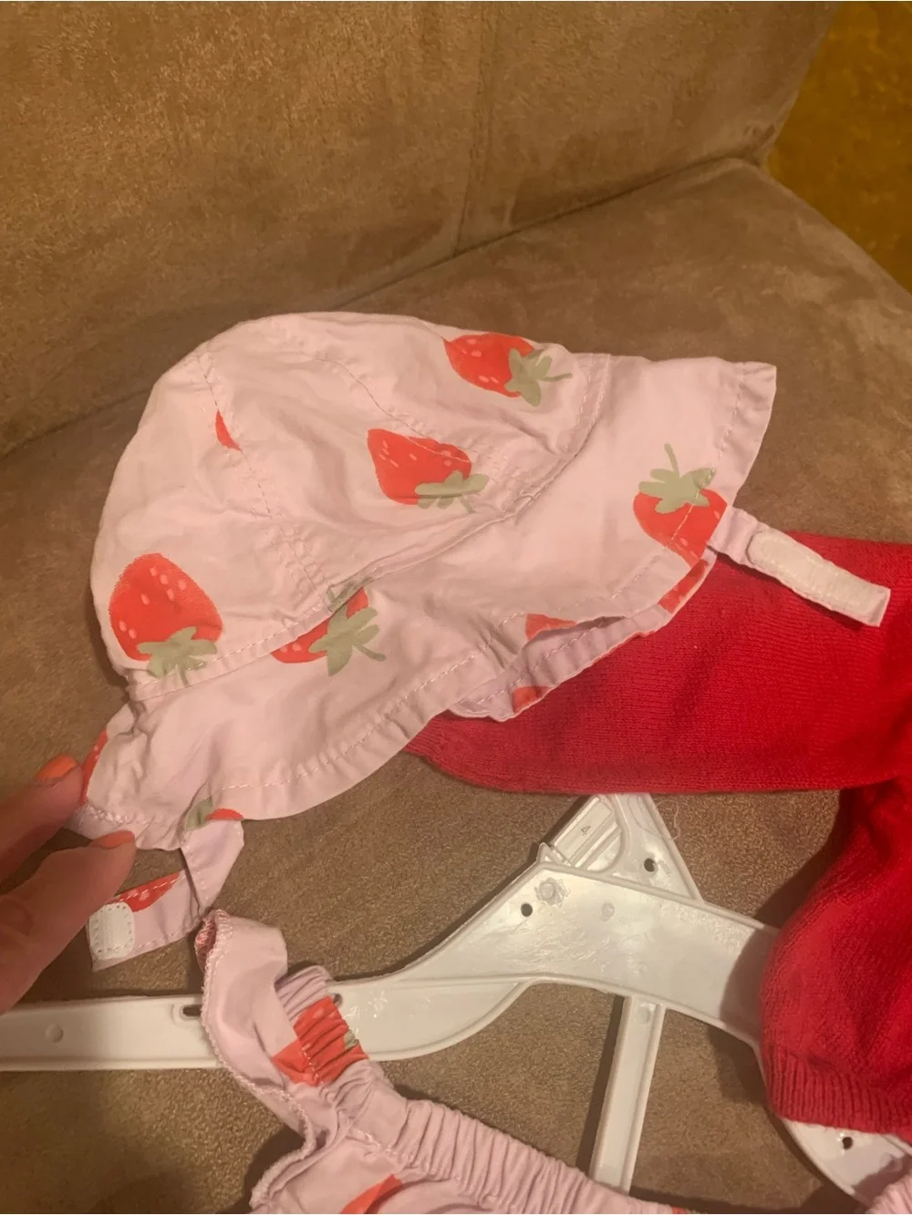 Strawberry Print Newborn Dress with matching Hatans Rec Cardigan